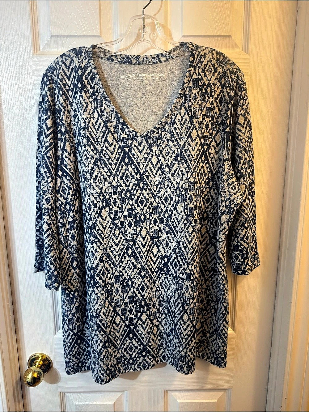 The Limited Geometric Shirt Blue & White 1X Like New